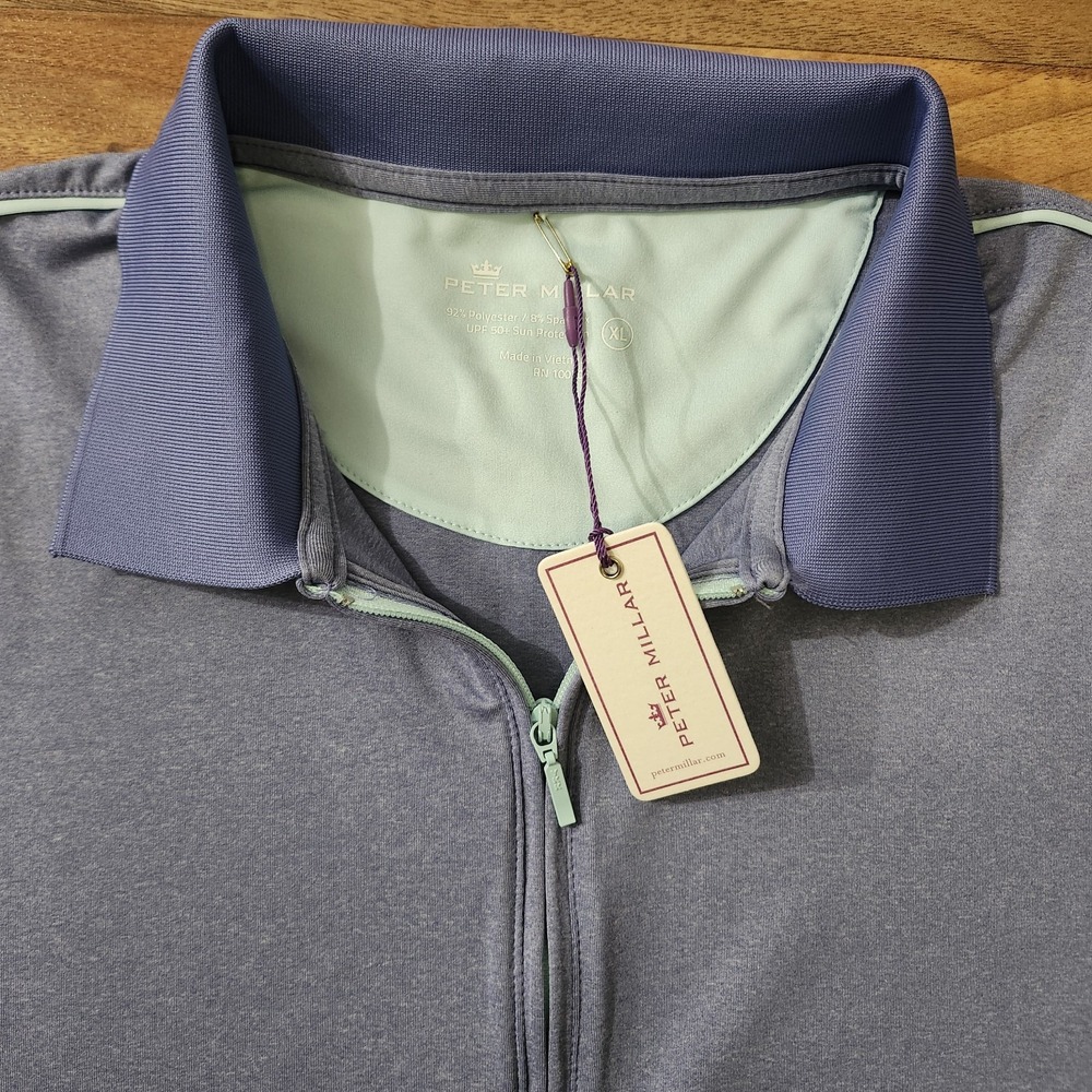 NWT Peter Millar Womens Crown Logo Zip Polo Shirt Purple Zurich Classic Size XL - Picture 6 of 14